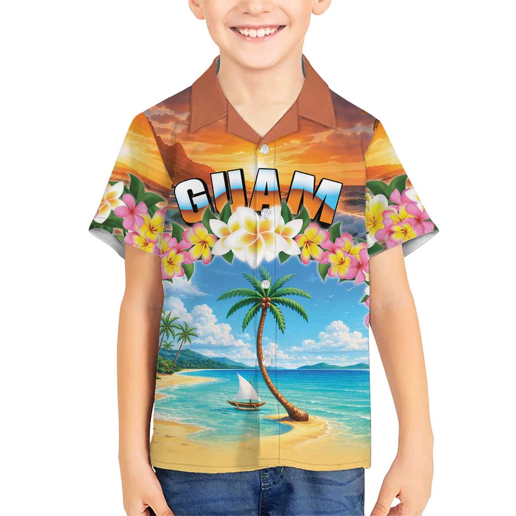 Guam Family Matching Off Shoulder Maxi Dress and Hawaiian Shirt Eternal Summer Sunset Beach LT05 Son's Shirt Colorful - Polynesian Pride