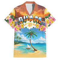 Guam Family Matching Off Shoulder Short Dress and Hawaiian Shirt Eternal Summer Sunset Beach LT05 Dad's Shirt - Short Sleeve Colorful - Polynesian Pride