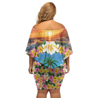 Guam Family Matching Off Shoulder Short Dress and Hawaiian Shirt Eternal Summer Sunset Beach LT05 - Polynesian Pride