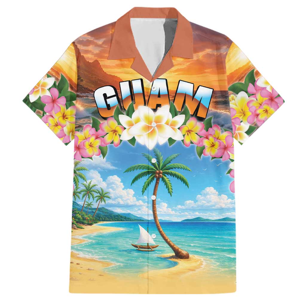 Guam Family Matching Short Sleeve Bodycon Dress and Hawaiian Shirt Eternal Summer Sunset Beach LT05 Dad's Shirt - Short Sleeve Colorful - Polynesian Pride