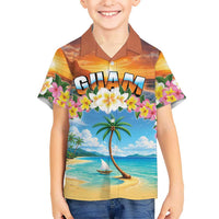 Guam Family Matching Short Sleeve Bodycon Dress and Hawaiian Shirt Eternal Summer Sunset Beach LT05 Son's Shirt Colorful - Polynesian Pride