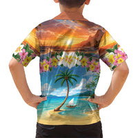 Guam Family Matching Summer Maxi Dress and Hawaiian Shirt Eternal Summer Sunset Beach LT05 - Polynesian Pride