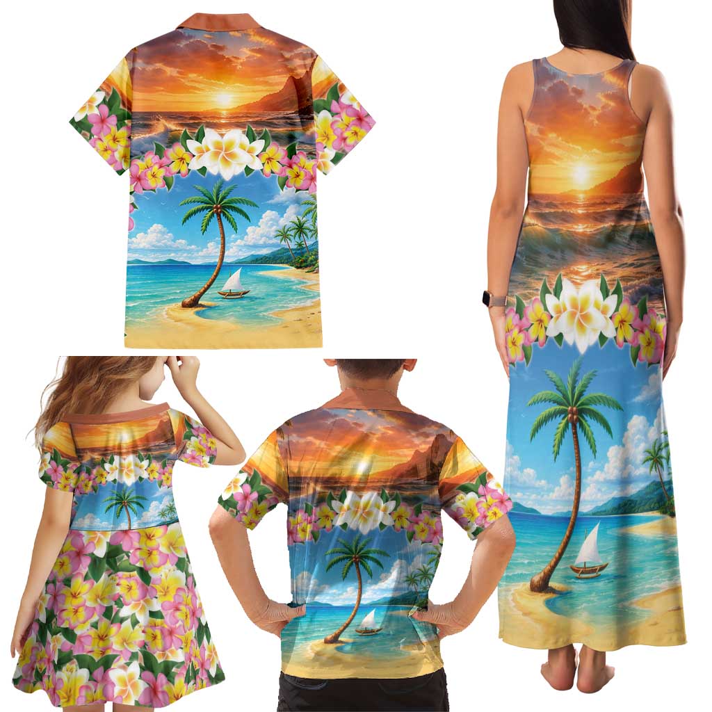 Guam Family Matching Tank Maxi Dress and Hawaiian Shirt Eternal Summer Sunset Beach LT05 - Polynesian Pride