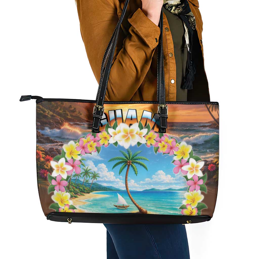 Guam Leather Tote Bag Eternal Summer Sunset Beach