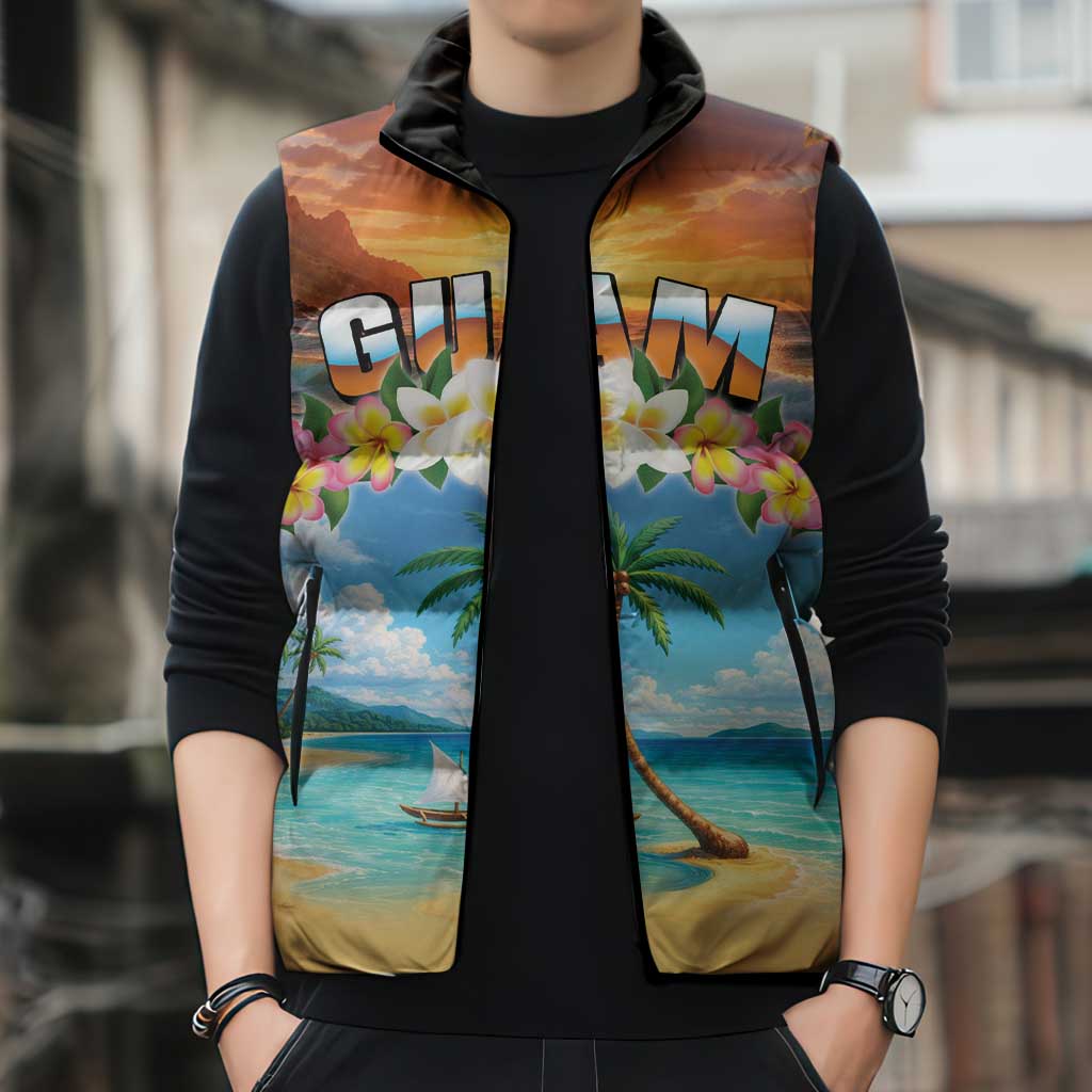 Guam Sleeveless Puffer Jacket Eternal Summer Sunset Beach