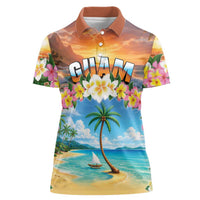 Guam Women Polo Shirt Eternal Summer Sunset Beach LT05 Female Colorful - Polynesian Pride