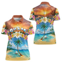 Guam Women Polo Shirt Eternal Summer Sunset Beach LT05 - Polynesian Pride