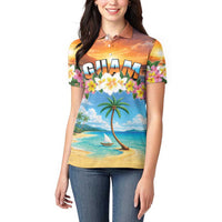 Guam Women Polo Shirt Eternal Summer Sunset Beach LT05 - Polynesian Pride