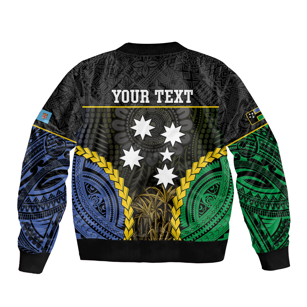 Personalised South Sea Islanders And Fiji Bomber Jacket Kanakas Fijian Tapa Pattern