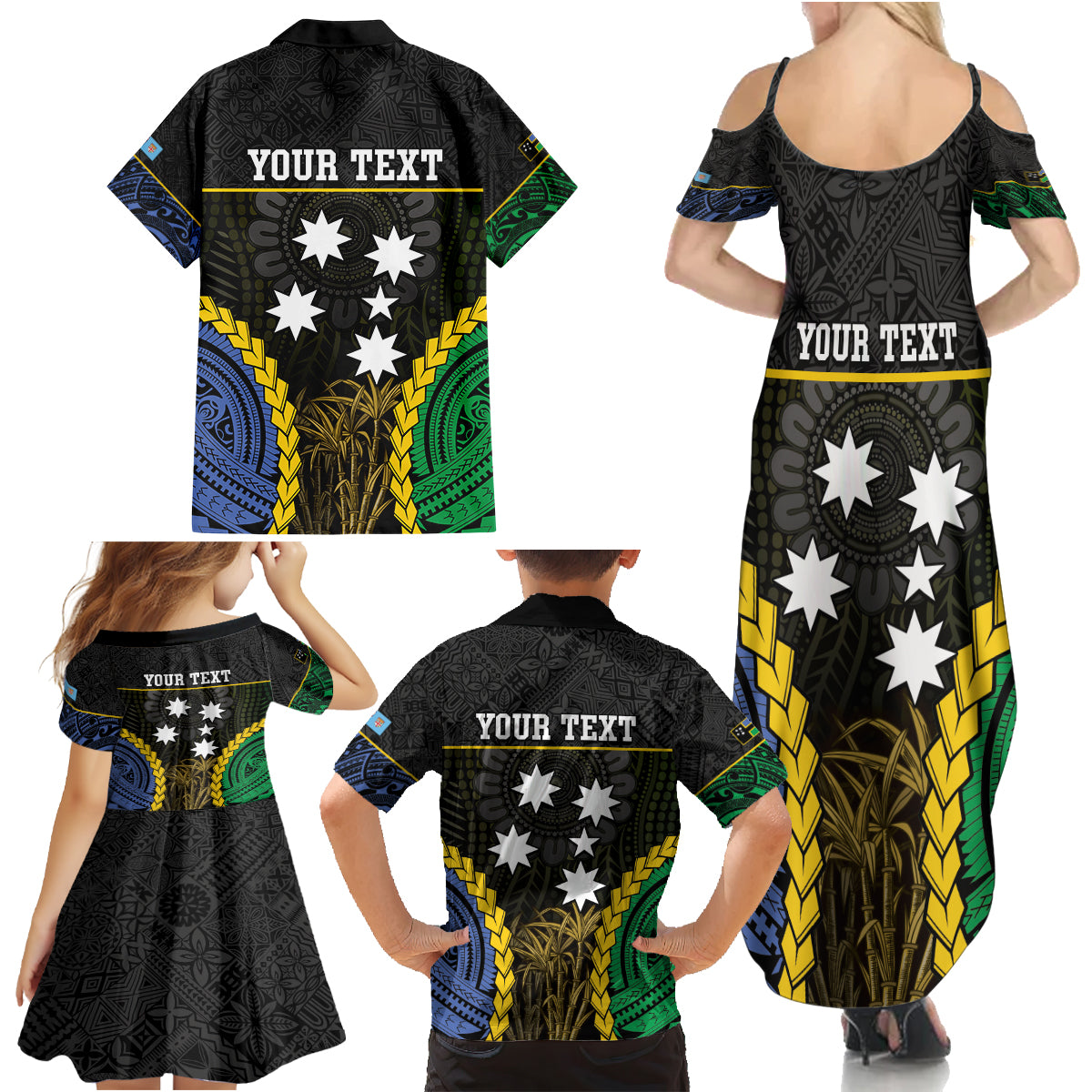 Personalised South Sea Islanders And Fiji Family Matching Summer Maxi Dress and Hawaiian Shirt Kanakas Fijian Tapa Pattern LT05 - Polynesian Pride