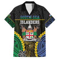 Personalised South Sea Islanders And Fiji Family Matching Tank Maxi Dress and Hawaiian Shirt Kanakas Fijian Tapa Pattern LT05 Dad's Shirt - Short Sleeve Black - Polynesian Pride