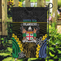 South Sea Islanders And Fiji Garden Flag Kanakas Fijian Tapa Pattern LT05 Garden Flag Black - Polynesian Pride
