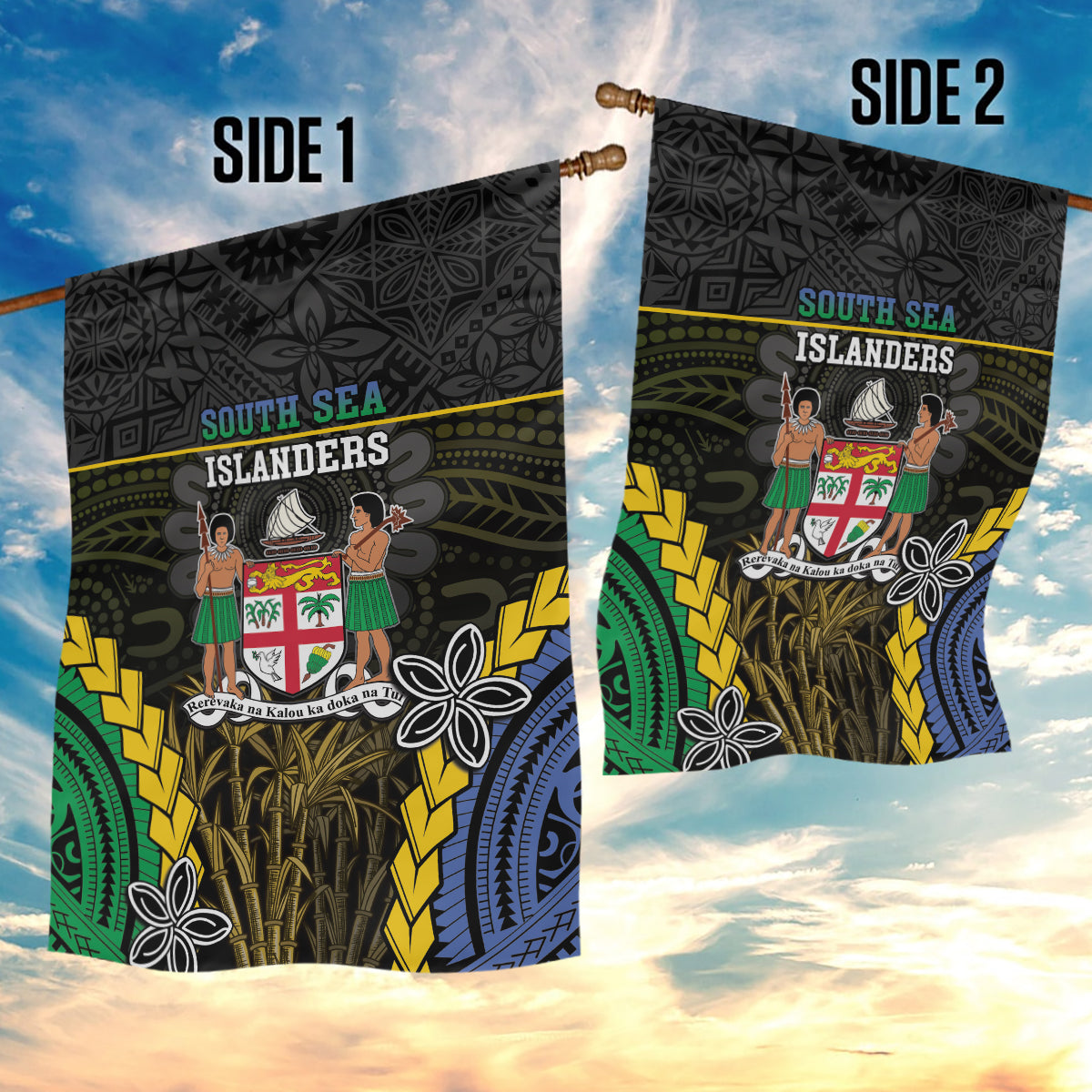 South Sea Islanders And Fiji Garden Flag Kanakas Fijian Tapa Pattern LT05 - Polynesian Pride