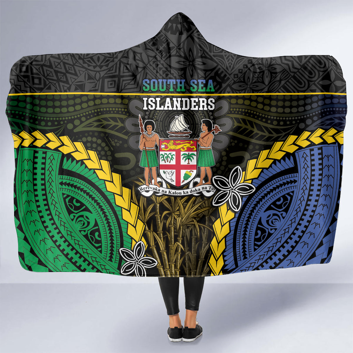 South Sea Islanders And Fiji Hooded Blanket Kanakas Fijian Tapa Pattern LT05 - Polynesian Pride