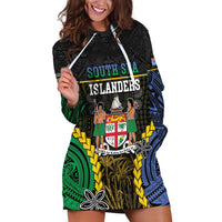Personalised South Sea Islanders And Fiji Hoodie Dress Kanakas Fijian Tapa Pattern LT05 Black - Polynesian Pride