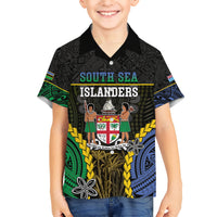 Personalised South Sea Islanders And Fiji Kid Hawaiian Shirt Kanakas Fijian Tapa Pattern LT05 Kid Black - Polynesian Pride