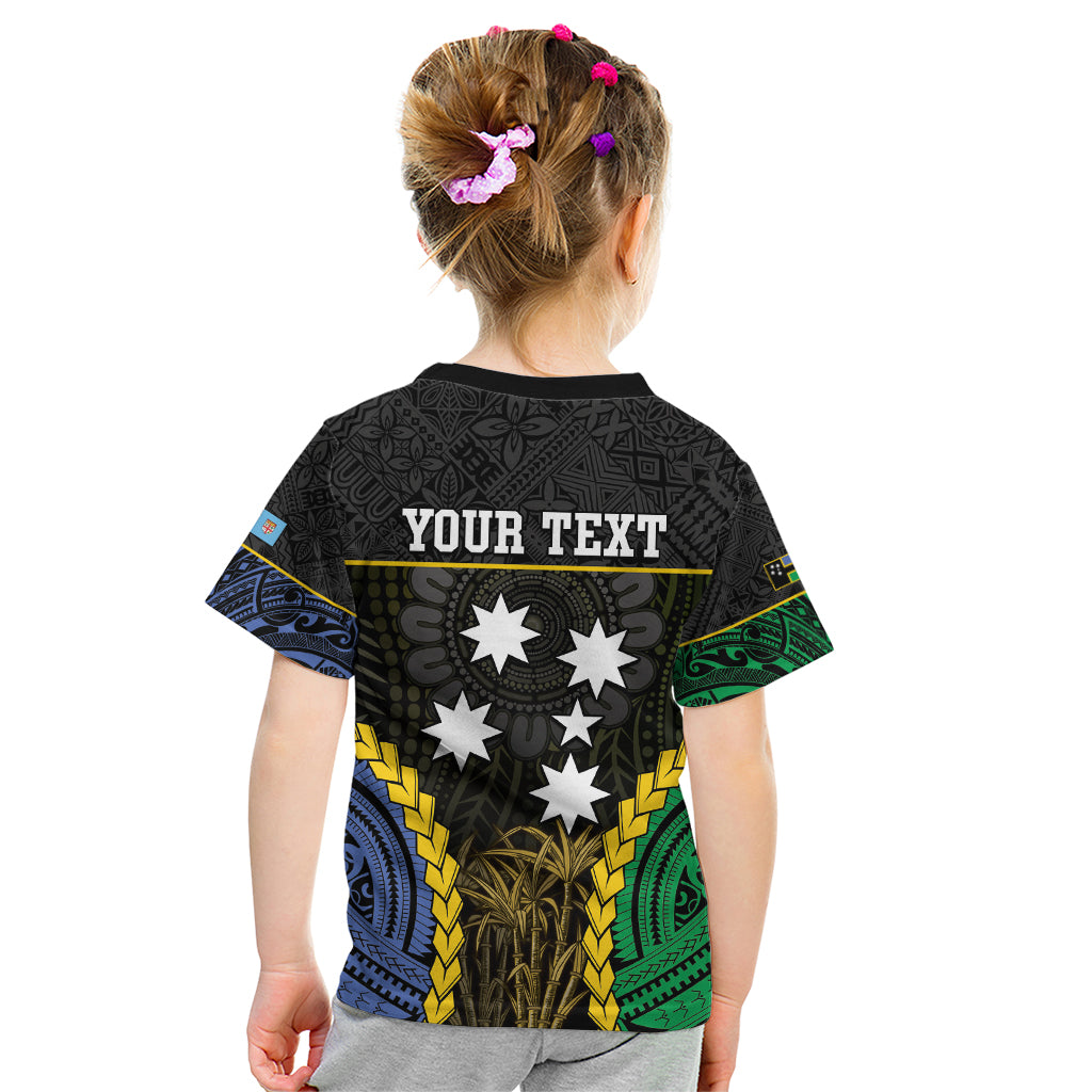Personalised South Sea Islanders And Fiji Kid T Shirt Kanakas Fijian Tapa Pattern LT05 - Polynesian Pride
