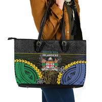 South Sea Islanders And Fiji Leather Tote Bag Kanakas Fijian Tapa Pattern LT05 - Polynesian Pride