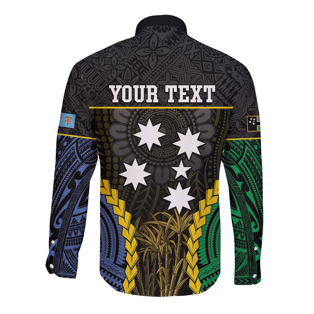 Personalised South Sea Islanders And Fiji Long Sleeve Button Shirt Kanakas Fijian Tapa Pattern LT05 - Polynesian Pride