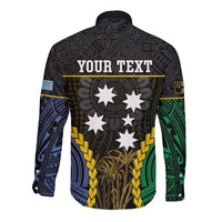 Personalised South Sea Islanders And Fiji Long Sleeve Button Shirt Kanakas Fijian Tapa Pattern LT05 - Polynesian Pride