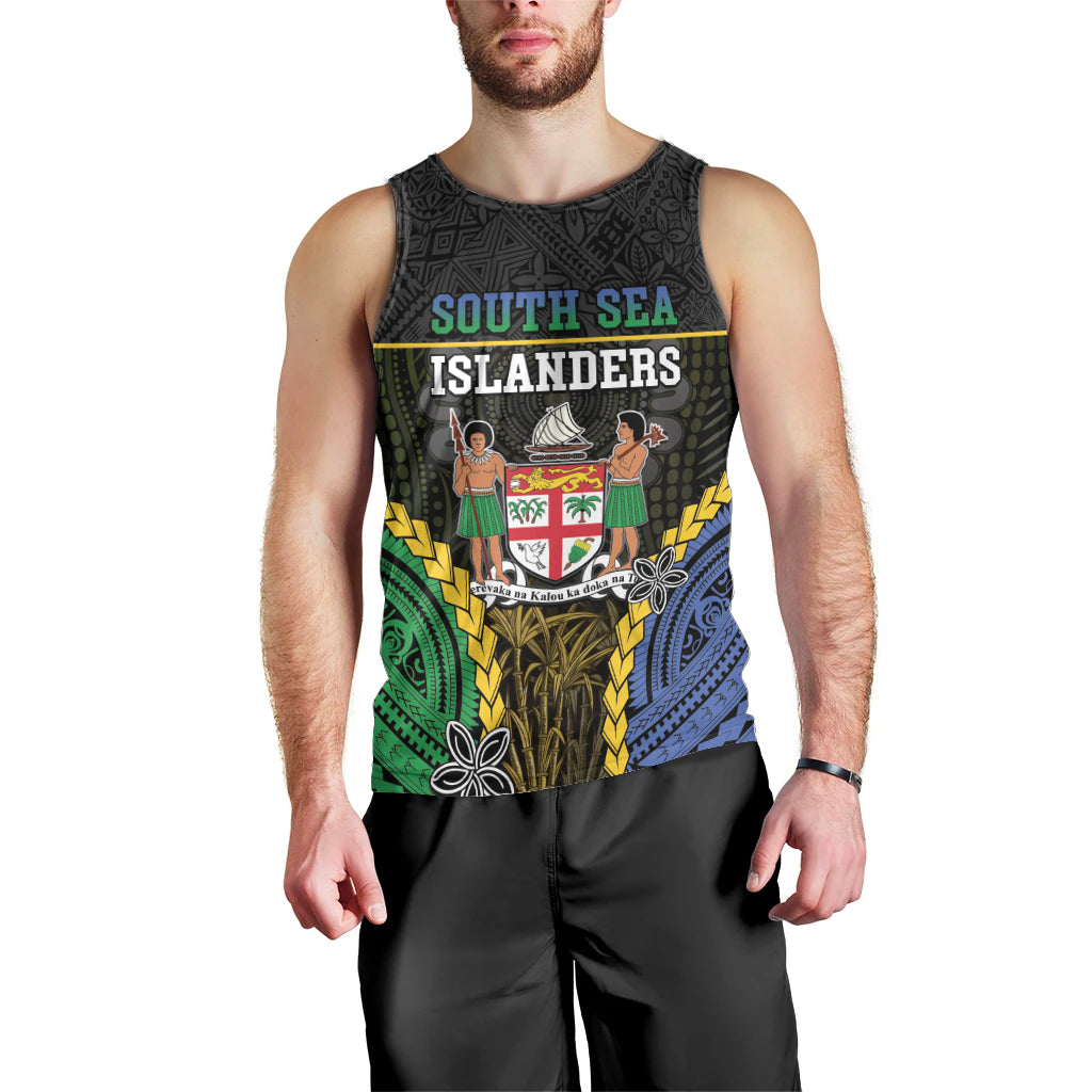 Personalised South Sea Islanders And Fiji Men Tank Top Kanakas Fijian Tapa Pattern LT05 - Polynesian Pride