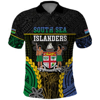 Personalised South Sea Islanders And Fiji Polo Shirt Kanakas Fijian Tapa Pattern LT05 Black - Polynesian Pride