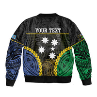 Personalised South Sea Islanders And Fiji Sleeve Zip Bomber Jacket Kanakas Fijian Tapa Pattern