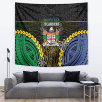 South Sea Islanders And Fiji Tapestry Kanakas Fijian Tapa Pattern LT05 Black - Polynesian Pride