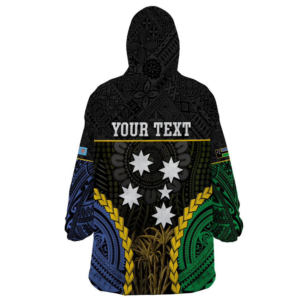 Personalised South Sea Islanders And Fiji Wearable Blanket Hoodie Kanakas Fijian Tapa Pattern LT05 - Polynesian Pride