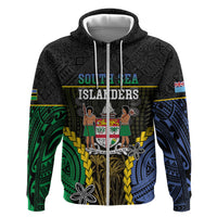 Personalised South Sea Islanders And Fiji Zip Hoodie Kanakas Fijian Tapa Pattern LT05 Zip Hoodie Black - Polynesian Pride
