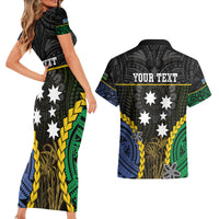 Personalised South Sea Islanders And Solomon Islands Couples Matching Short Sleeve Bodycon Dress and Hawaiian Shirt Kanakas Polynesian Pattern LT05 - Polynesian Pride
