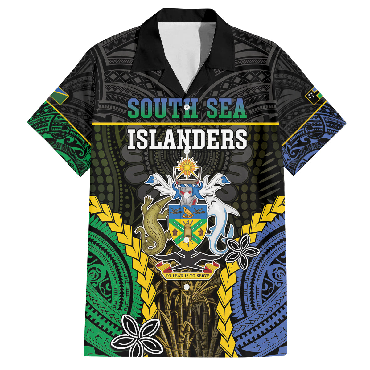 Personalised South Sea Islanders And Solomon Islands Family Matching Long Sleeve Bodycon Dress and Hawaiian Shirt Kanakas Polynesian Pattern LT05 Dad's Shirt - Short Sleeve Black - Polynesian Pride