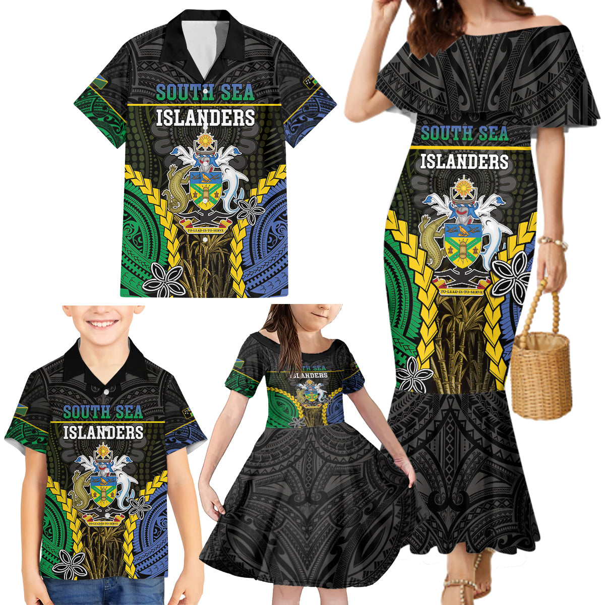 Personalised South Sea Islanders And Solomon Islands Family Matching Mermaid Dress and Hawaiian Shirt Kanakas Polynesian Pattern LT05 - Polynesian Pride