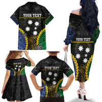 Personalised South Sea Islanders And Solomon Islands Family Matching Off The Shoulder Long Sleeve Dress and Hawaiian Shirt Kanakas Polynesian Pattern LT05 - Polynesian Pride