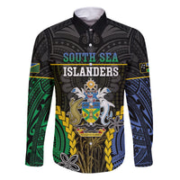 Personalised South Sea Islanders And Solomon Islands Family Matching Off The Shoulder Long Sleeve Dress and Hawaiian Shirt Kanakas Polynesian Pattern LT05 Dad's Shirt - Long Sleeve Black - Polynesian Pride