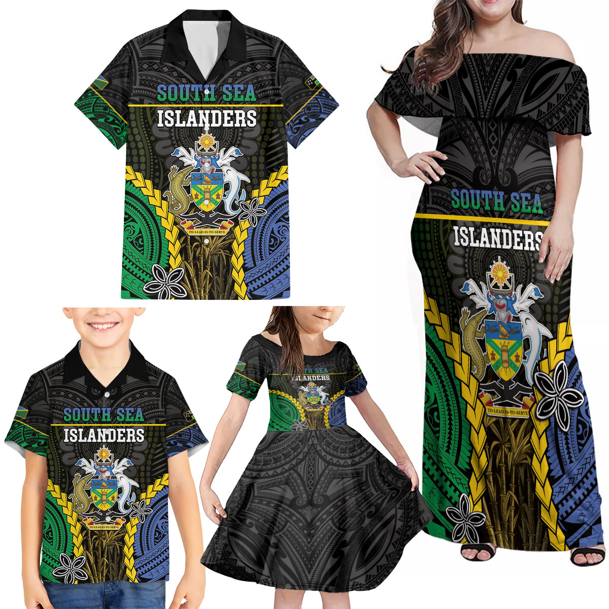 Personalised South Sea Islanders And Solomon Islands Family Matching Off Shoulder Maxi Dress and Hawaiian Shirt Kanakas Polynesian Pattern LT05 - Polynesian Pride