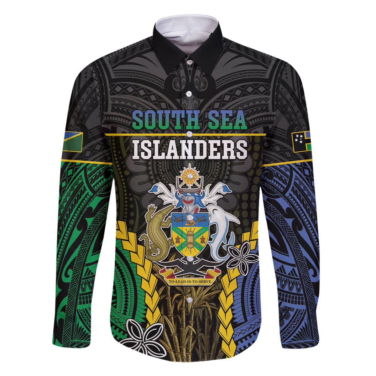 Personalised South Sea Islanders And Solomon Islands Family Matching Off Shoulder Short Dress and Hawaiian Shirt Kanakas Polynesian Pattern LT05 Dad's Shirt - Long Sleeve Black - Polynesian Pride