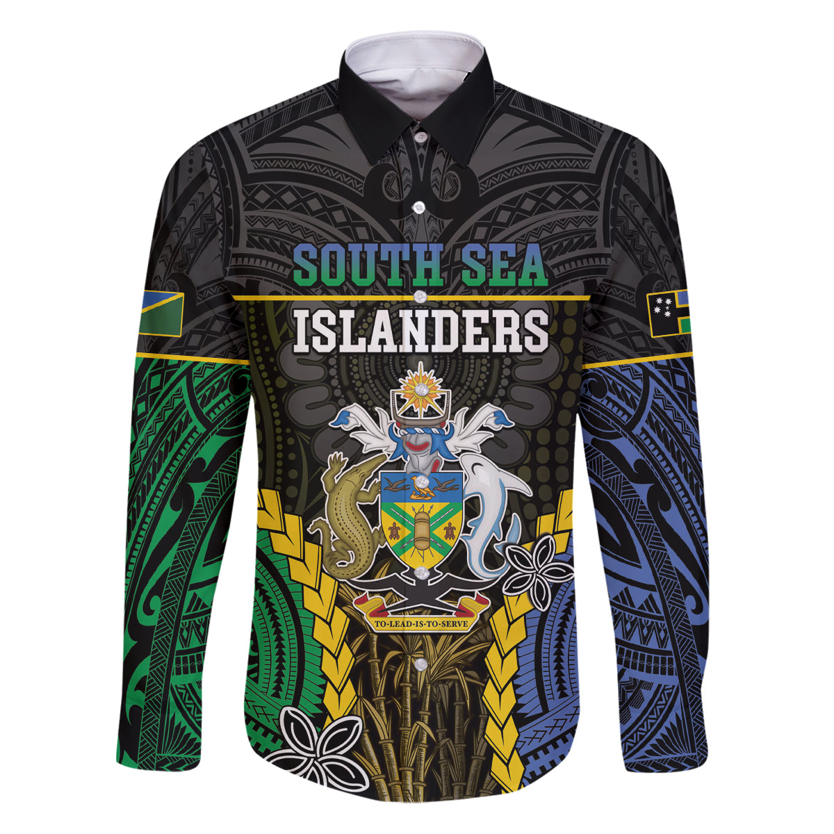Personalised South Sea Islanders And Solomon Islands Family Matching Puletasi and Hawaiian Shirt Kanakas Polynesian Pattern LT05 Dad's Shirt - Long Sleeve Black - Polynesian Pride