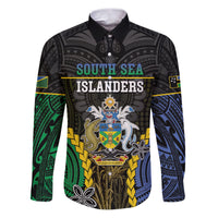 Personalised South Sea Islanders And Solomon Islands Family Matching Puletasi and Hawaiian Shirt Kanakas Polynesian Pattern LT05 Dad's Shirt - Long Sleeve Black - Polynesian Pride