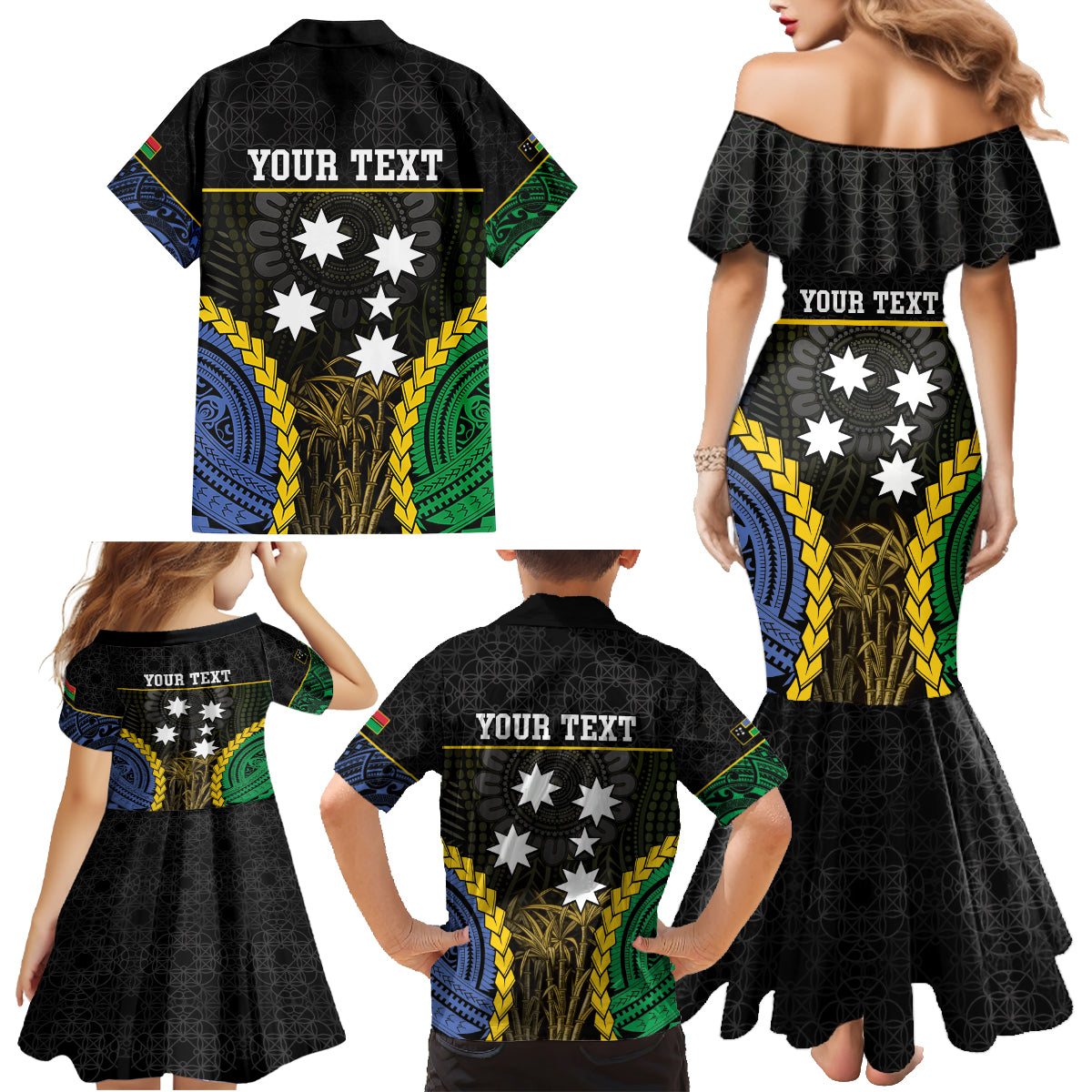 Personalised South Sea Islanders And Vanuatu Family Matching Mermaid Dress and Hawaiian Shirt Kanakas Sand Drawing Pattern LT05 - Polynesian Pride