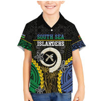 Personalised South Sea Islanders And Vanuatu Family Matching Mermaid Dress and Hawaiian Shirt Kanakas Sand Drawing Pattern LT05 Son's Shirt Black - Polynesian Pride