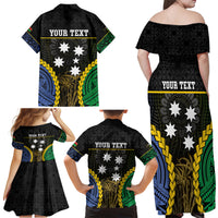 Personalised South Sea Islanders And Vanuatu Family Matching Off Shoulder Maxi Dress and Hawaiian Shirt Kanakas Sand Drawing Pattern LT05 - Polynesian Pride