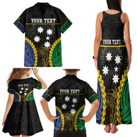 Personalised South Sea Islanders And Vanuatu Family Matching Tank Maxi Dress and Hawaiian Shirt Kanakas Sand Drawing Pattern LT05 - Polynesian Pride