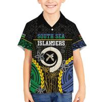 Personalised South Sea Islanders And Vanuatu Family Matching Tank Maxi Dress and Hawaiian Shirt Kanakas Sand Drawing Pattern LT05 Son's Shirt Black - Polynesian Pride