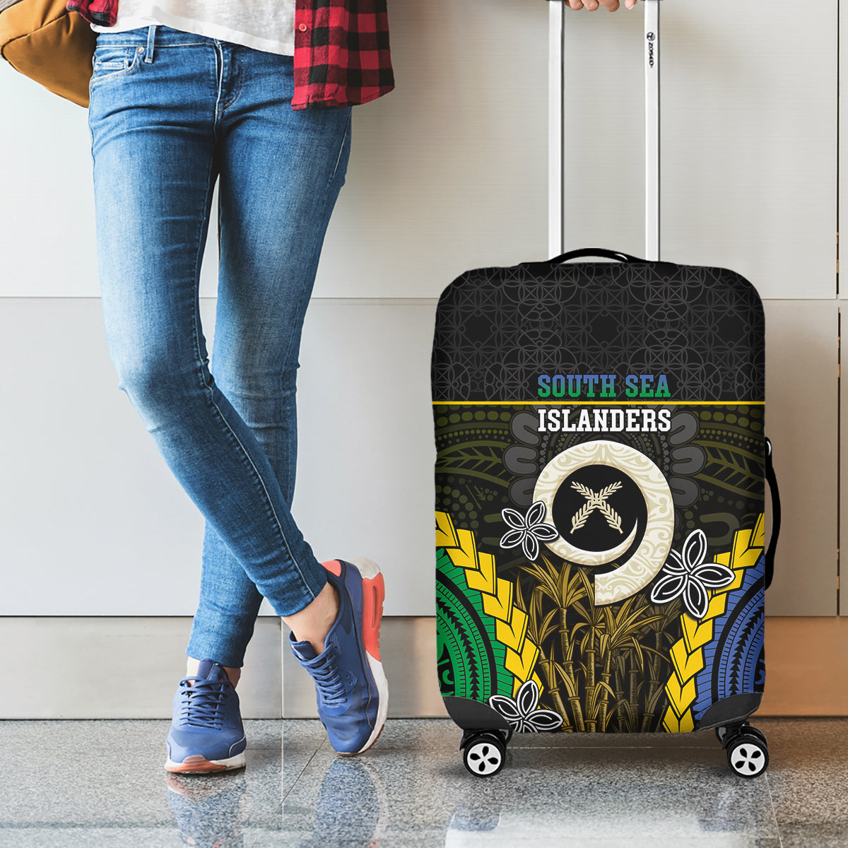 South Sea Islanders And Vanuatu Luggage Cover Kanakas Sand Drawing Pattern
