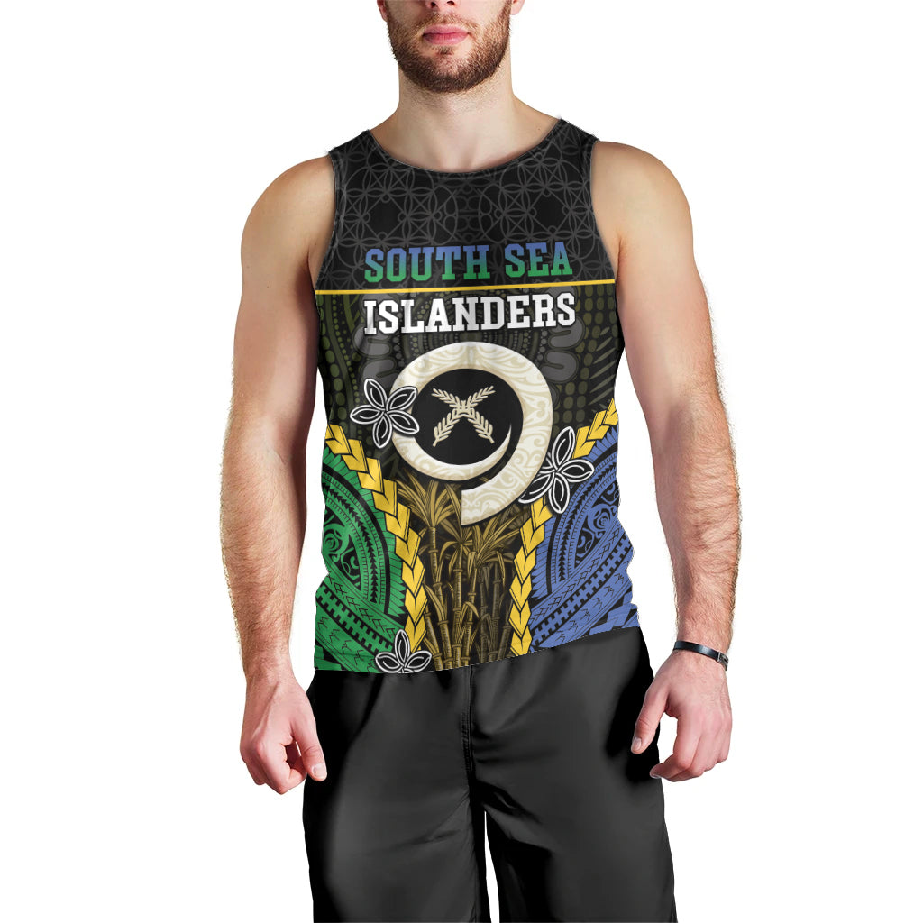 Personalised South Sea Islanders And Vanuatu Men Tank Top Kanakas Sand Drawing Pattern LT05 - Polynesian Pride
