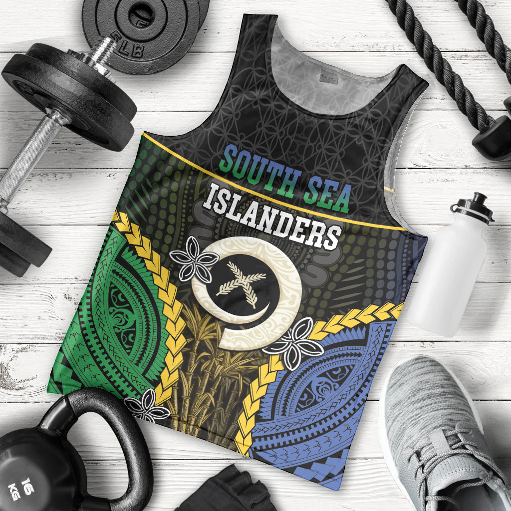 Personalised South Sea Islanders And Vanuatu Men Tank Top Kanakas Sand Drawing Pattern LT05 - Polynesian Pride