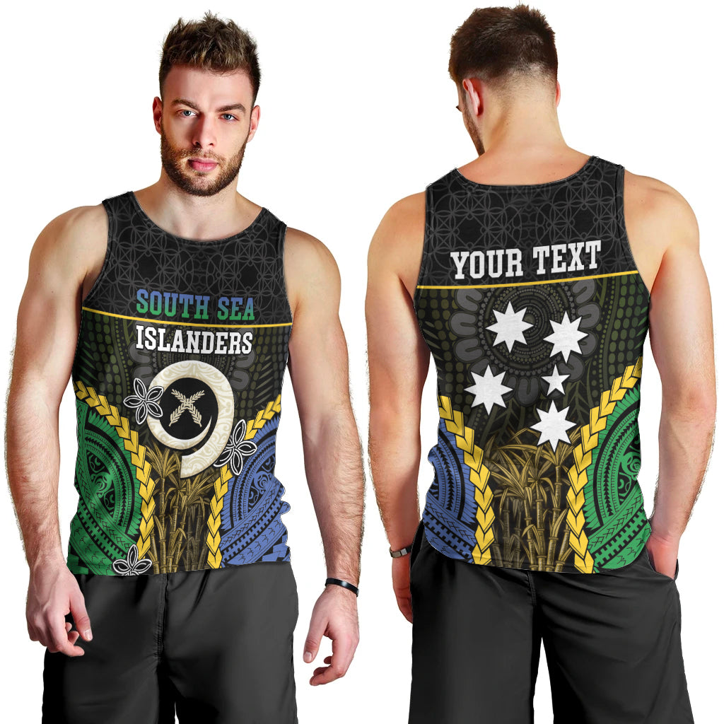 Personalised South Sea Islanders And Vanuatu Men Tank Top Kanakas Sand Drawing Pattern LT05 - Polynesian Pride