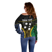 Personalised South Sea Islanders And Vanuatu Off Shoulder Sweater Kanakas Sand Drawing Pattern
