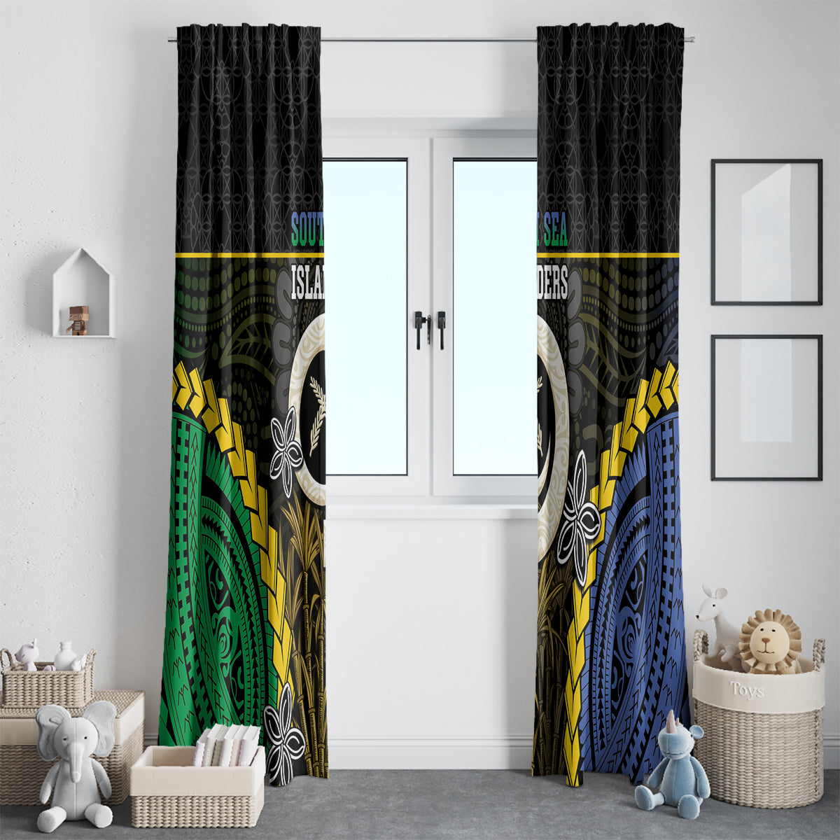 South Sea Islanders And Vanuatu Window Curtain Kanakas Sand Drawing Pattern